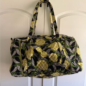 Retired XL Large Vera Bradley Black and Green Citrus Paisley Travel Duffel Bag